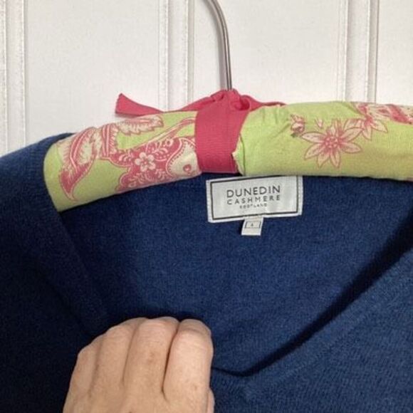 Dunedin V-Neck Jumper  100% Cashmere Sweater Sz L Heritage of Scotland Astral $2 - Picture 4 of 8